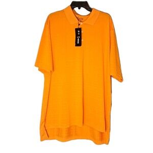 Adidas Golf Mens 2XL XXL Dri-FIT Polo Shirt Bright Orange Stripe Sport NEW
